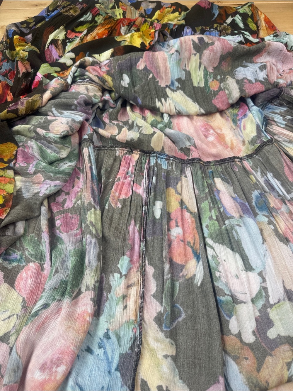Soft Surroundings Rosalie Maxi Dress Brown Watercolor Floral Size M - Picture 9 of 11